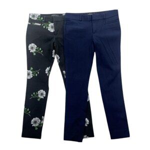 Banana Republic Sloan Dress Pants Women’s 0 Blue Black Floral Lot 2 Stretch Work
